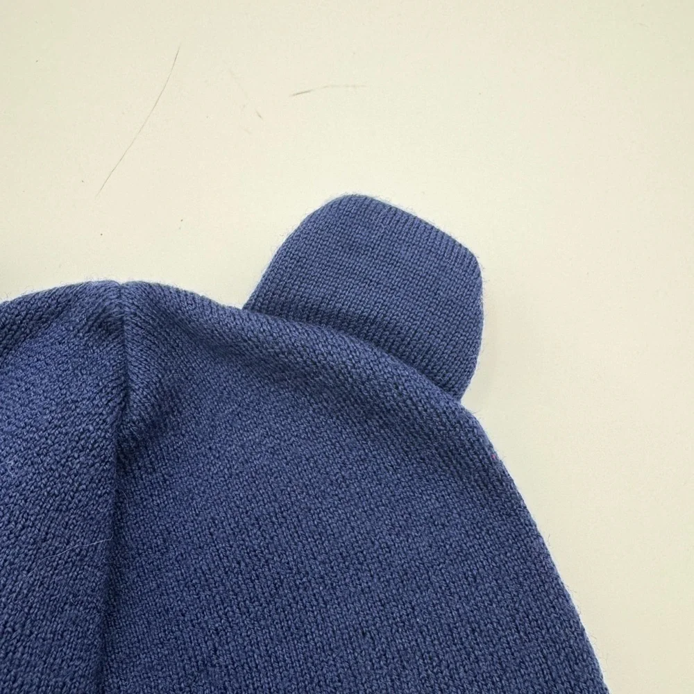 Gucci Baby Navy Beanie with Red Stripe and Ear Details Wool